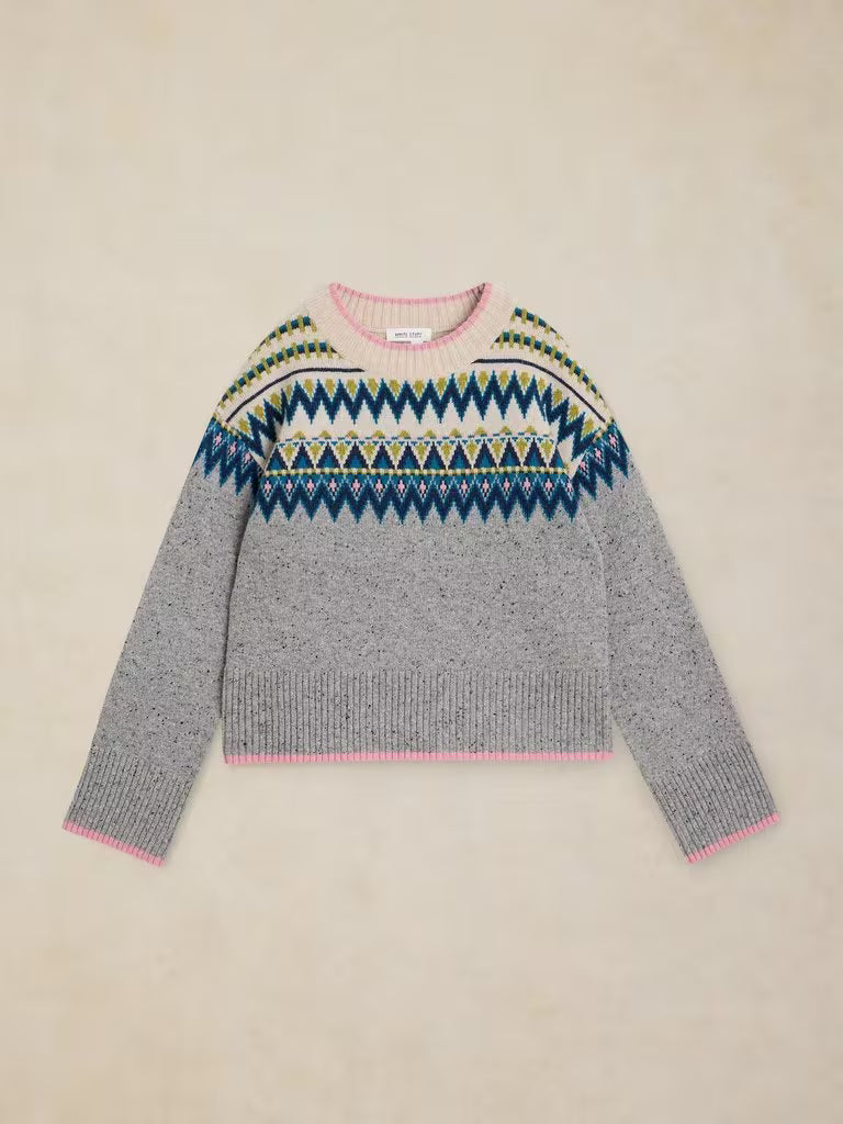 White Stuff Cedar Fairisle Jumper Grey Multi