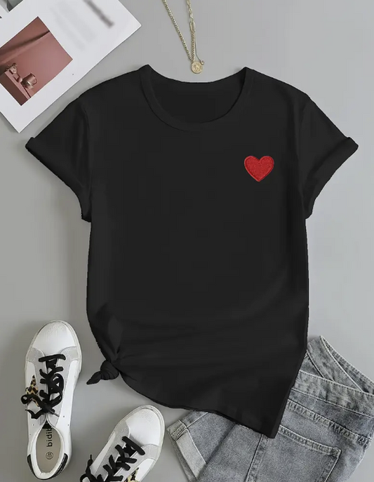 Black Heart Motif T-shirt