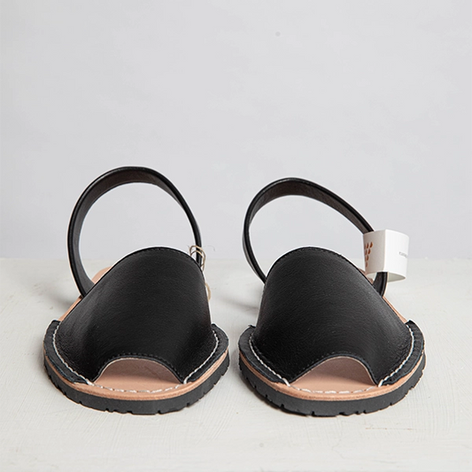 Black Leather Slingback Sandals