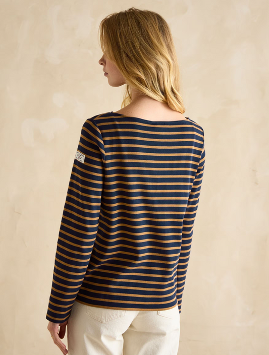Joules Harbour Stripe Breton Top Navy & Tan