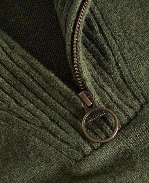 Barbour Essential Wool Half Zip Sweater Olive