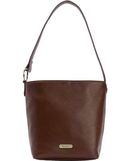 Barbour Cedar Leather Bucket Bag Brown