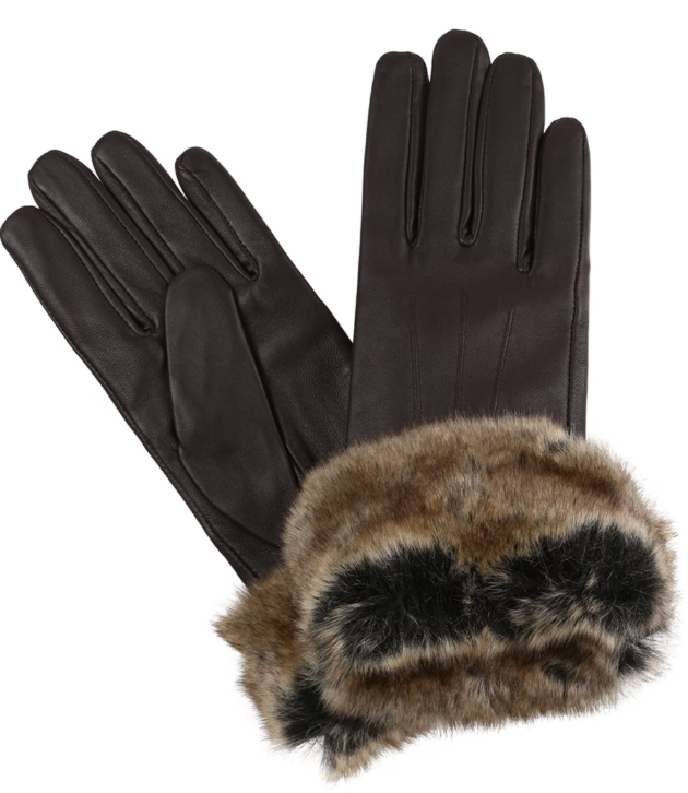 Barbour Fur Trimmed Gloves Brown
