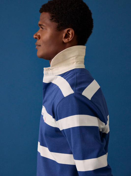 Joules Stripe Rugby Shirt Blue & Cream