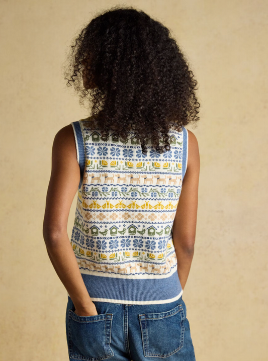 Blue Birds & Bees Knitted Crew Neck Vest