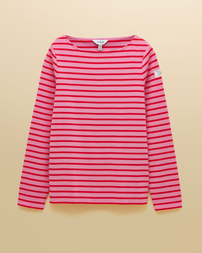 Joules Harbour Stripe Breton Top Pink / Red