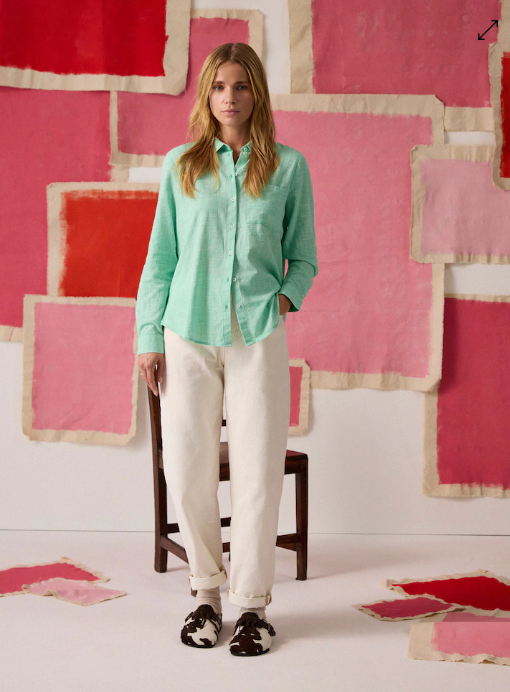 Ida Green Long Sleeve Cotton Shirt