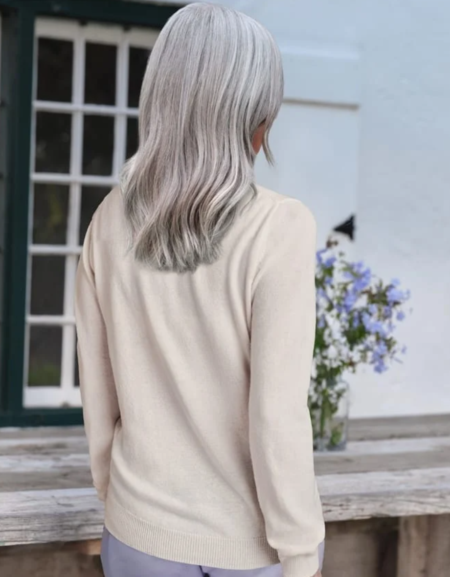 Woolovers Cashmere Merino Crew Neck Knitted Jumper Pink