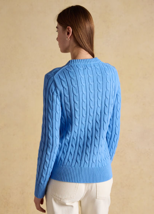 Joules Classic Cotton Cable Knit Jumper Blue