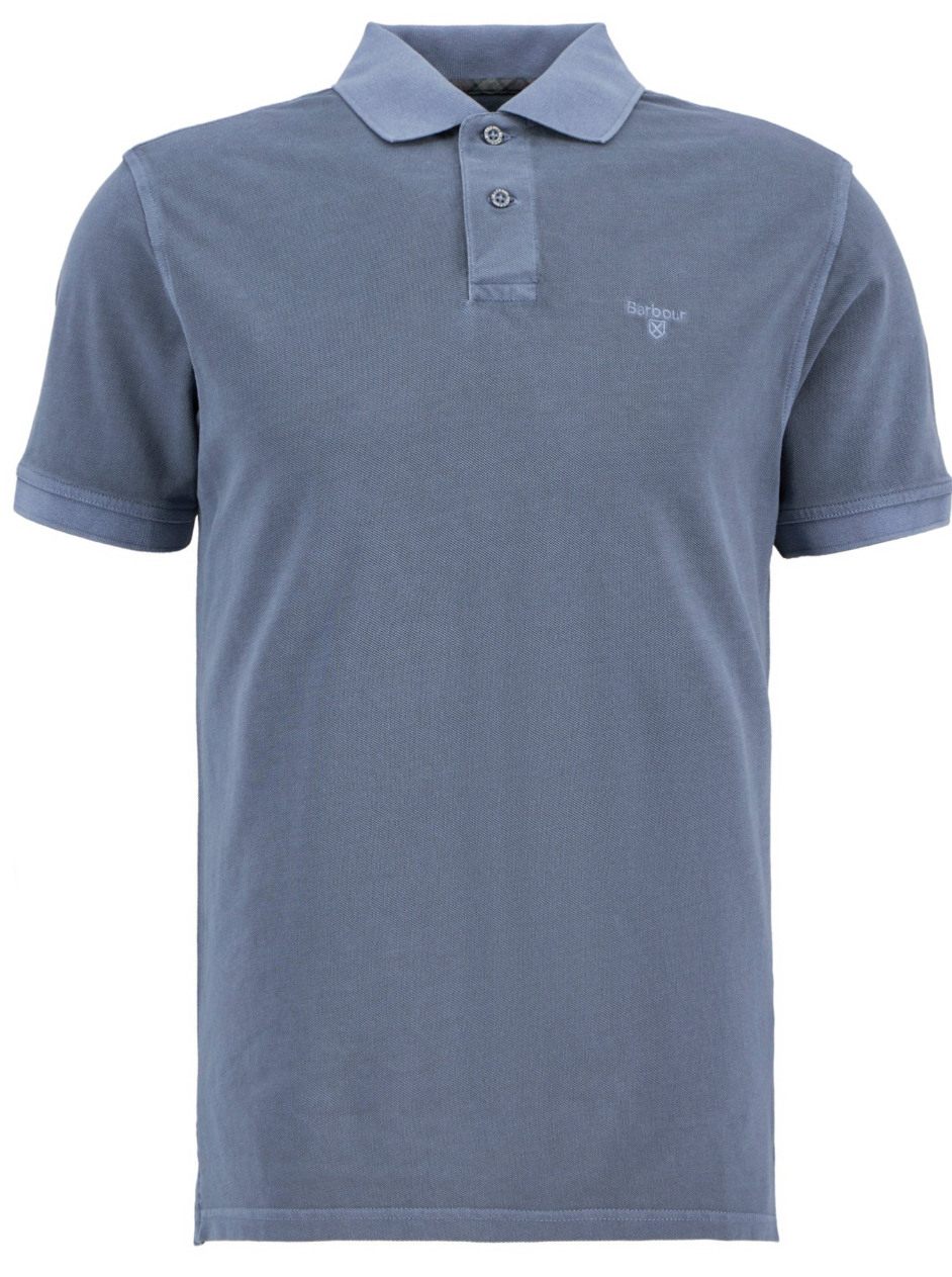 Barbour Washed Tartan Tailored Pique Polo Shirt Washed Blue
