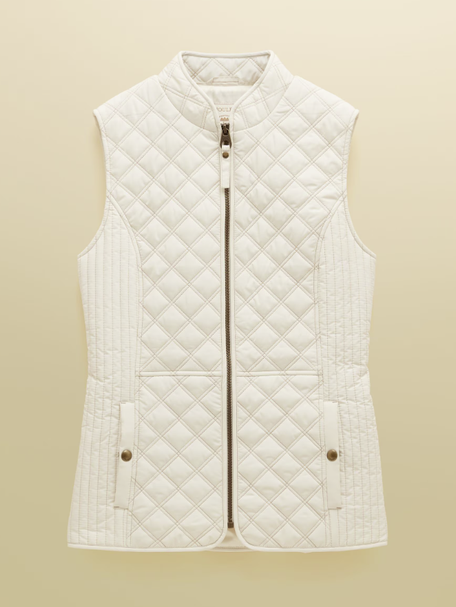 Joules Minx Showerproof Diamond Quilted Gilet Cream