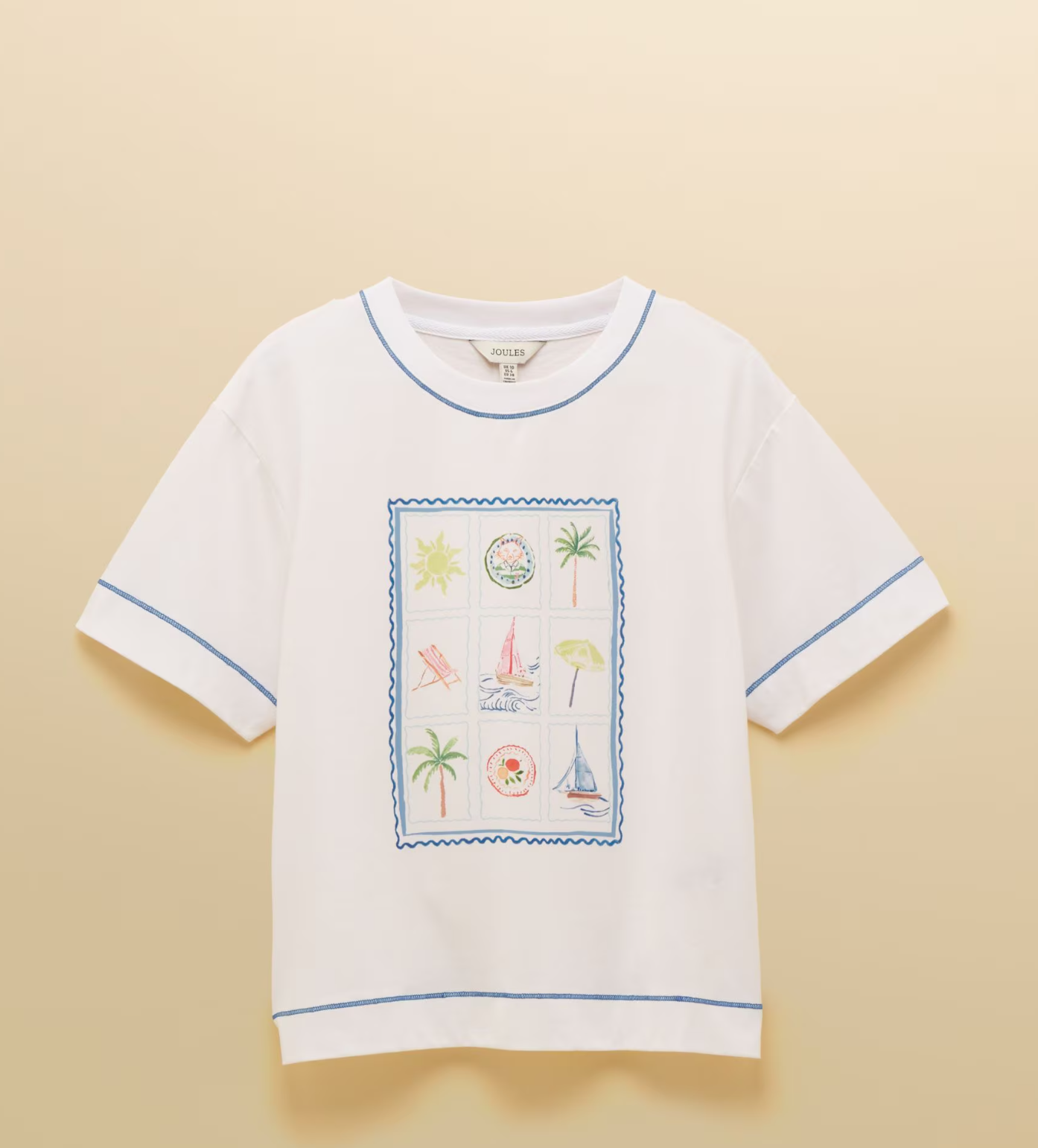 Joules Postcard Graphic T-Shirt White