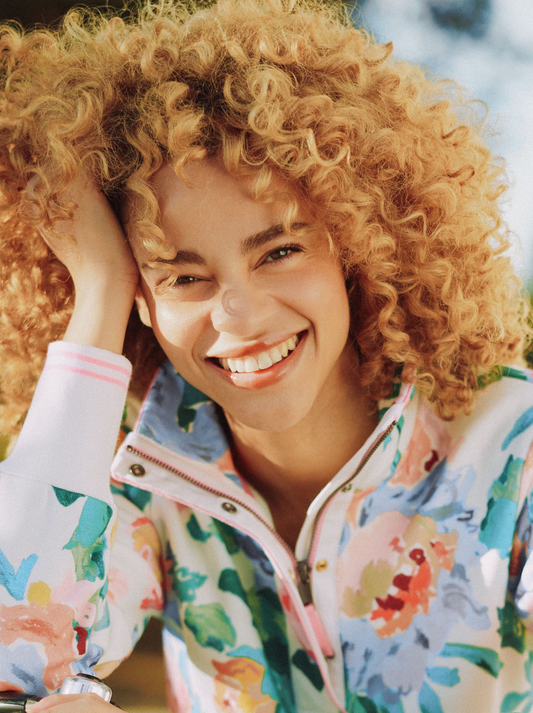 Burnham White Artist Floral Quarter Zip Sweatshirt