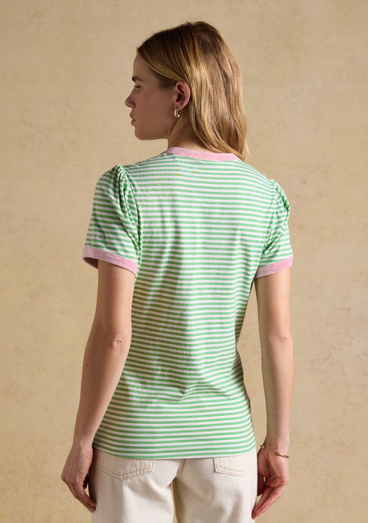 Joules Erin Short Sleeve Jersey T-Shirt Green Stripe S