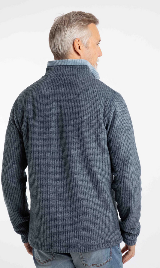 Weird Fish Newark 1/4 Zip Navy Grid Fleece