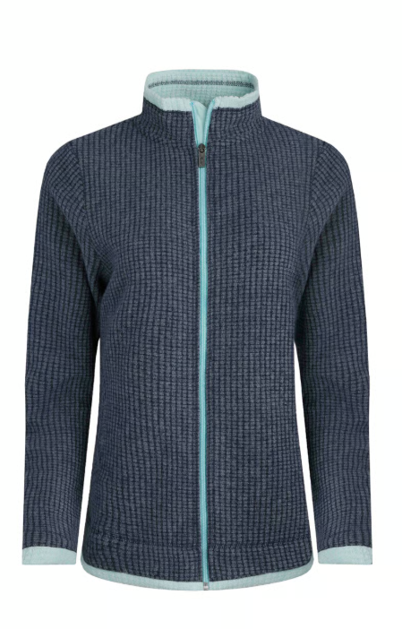 Ariana Full Zip Rich Navy Grid Fleece