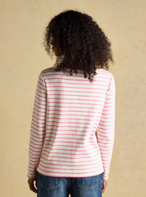 Joules Harbour Stripe Breton Top Pink
