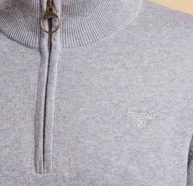 Barbour Cotton Half Zip Sweater Grey Marl