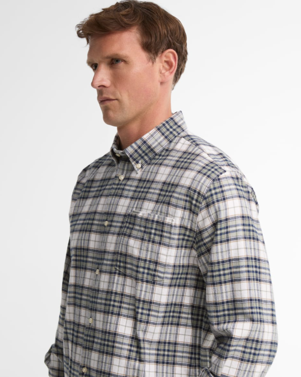 Barbour Telfield Regular Fit Checked Shirt Navy