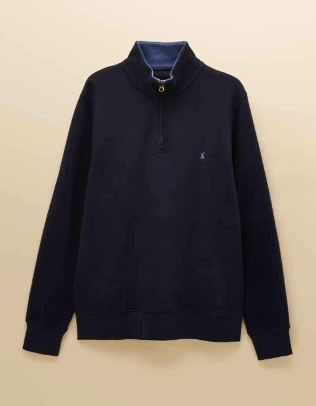 Joules Alistair French Ribbed Quarter Zip Sweatshirt Navy