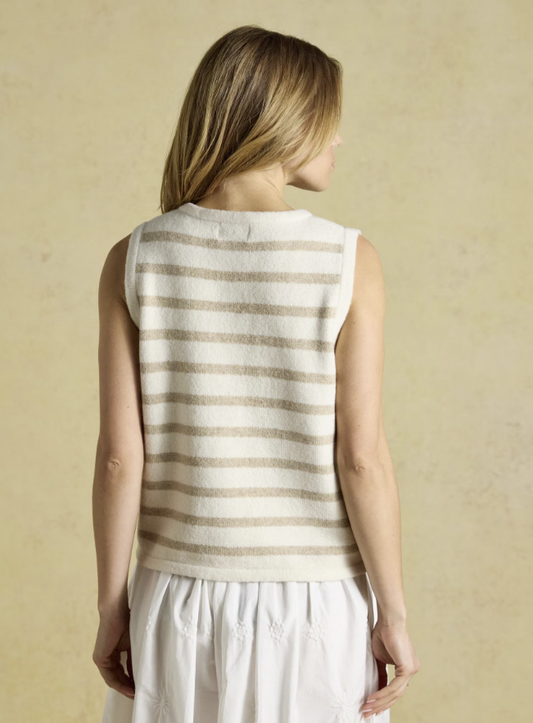 Joules Holly Button Through Knitted Vest Cream & Oat