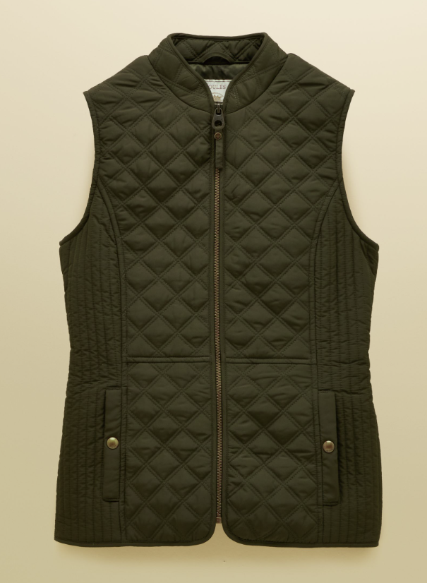 Joules Minx Showerproof Diamond Quilted Khaki Green