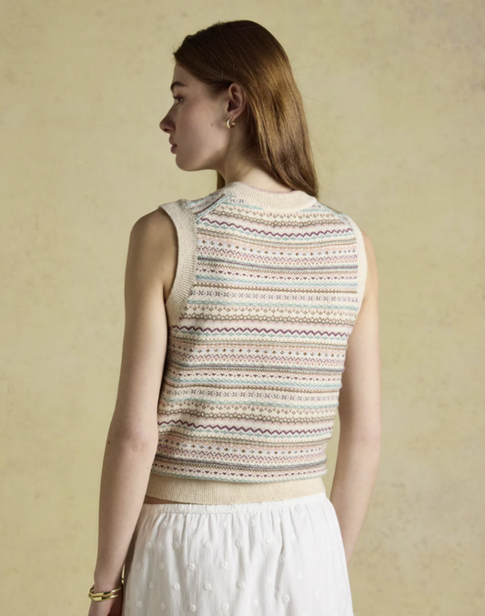 Joules V Neck Knitted Vest Oat