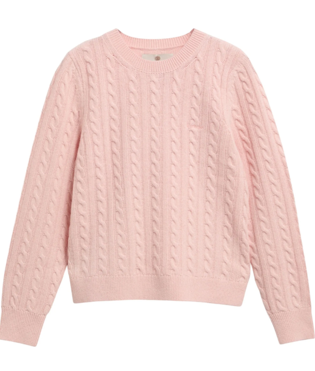 Barbour Ashdown Cable Knit Jumper Pink Blush