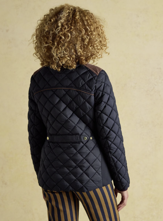 Joules Braemar Luxe Showerproof Diamond Quilted Coat Navy