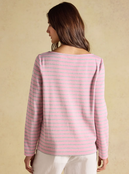 Joules Harbour Stripe Breton Top Pink / Grey