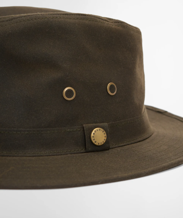 Barbour Crayton Waxed Safari Hat Olive