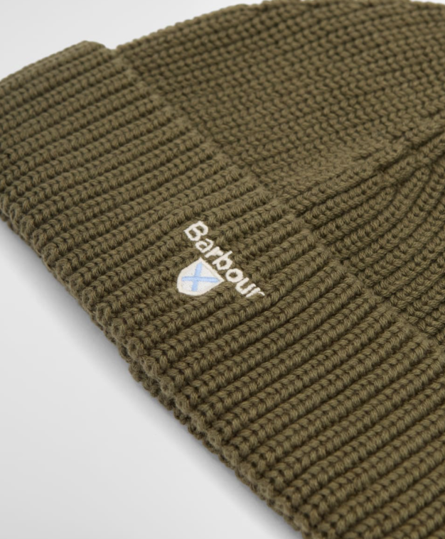 Barbour Cascade Knitted Beanie Hat Olive