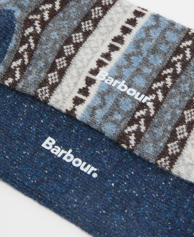 Barbour Fair Isle Socks 2 Pack - Midnight Oak Mix