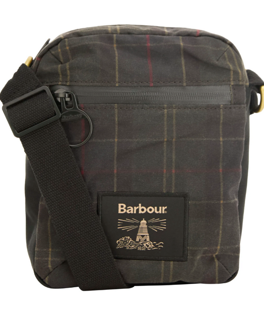 Barbour Field Tartan Waxed Crossbody Bag Dark Classic Tartan