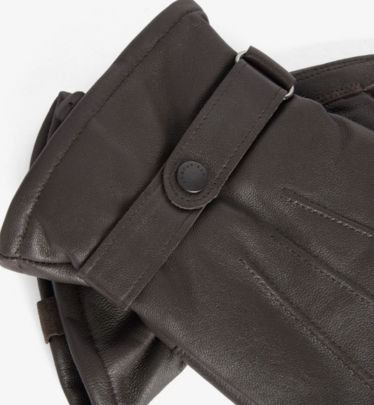 Barbour Burnished Leather Insulated Gloves Dark Brown