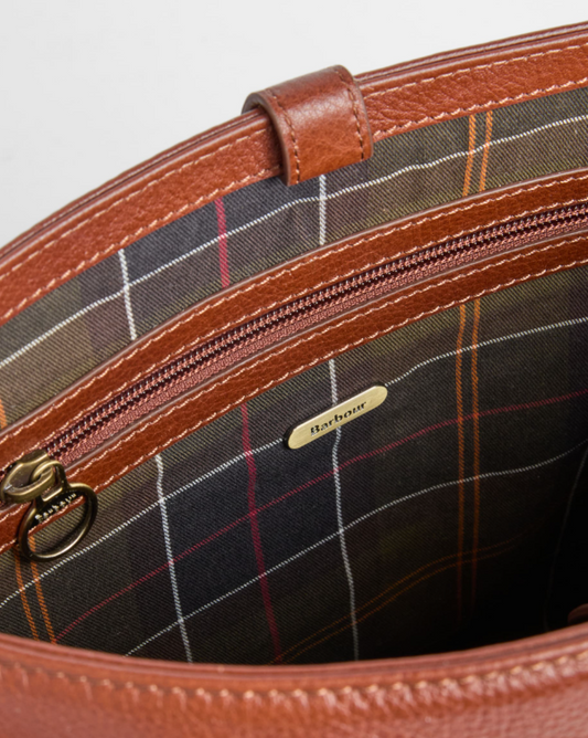 Barbour Cedar Large Leather Bucket Bag Brown