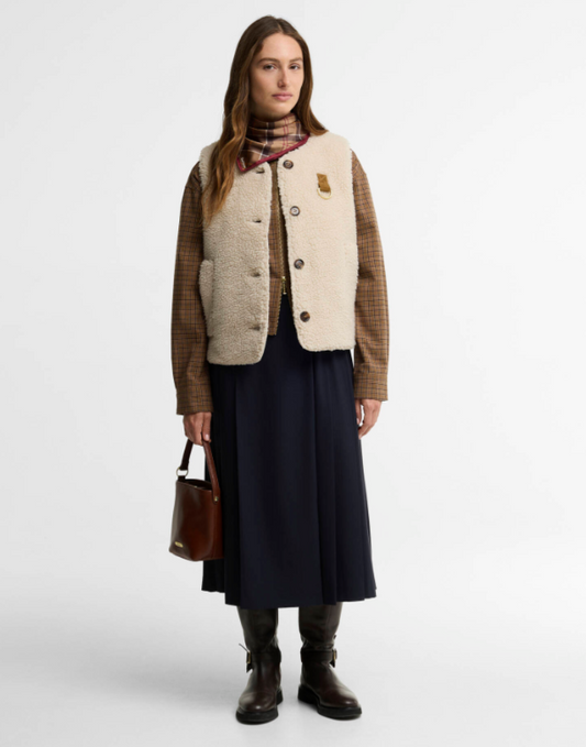 Barbour Bowes Fleece Gilet Ecru