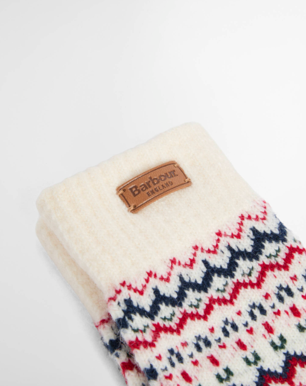 Barbour Holly Beanie & Gloves Gift Set Antique White