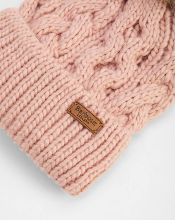 Barbour Penshaw Cable Beanie Pink Blush