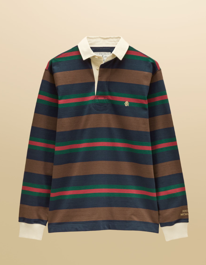 Joules Rugby Shirt Long Sleeve Striped Multi Colour