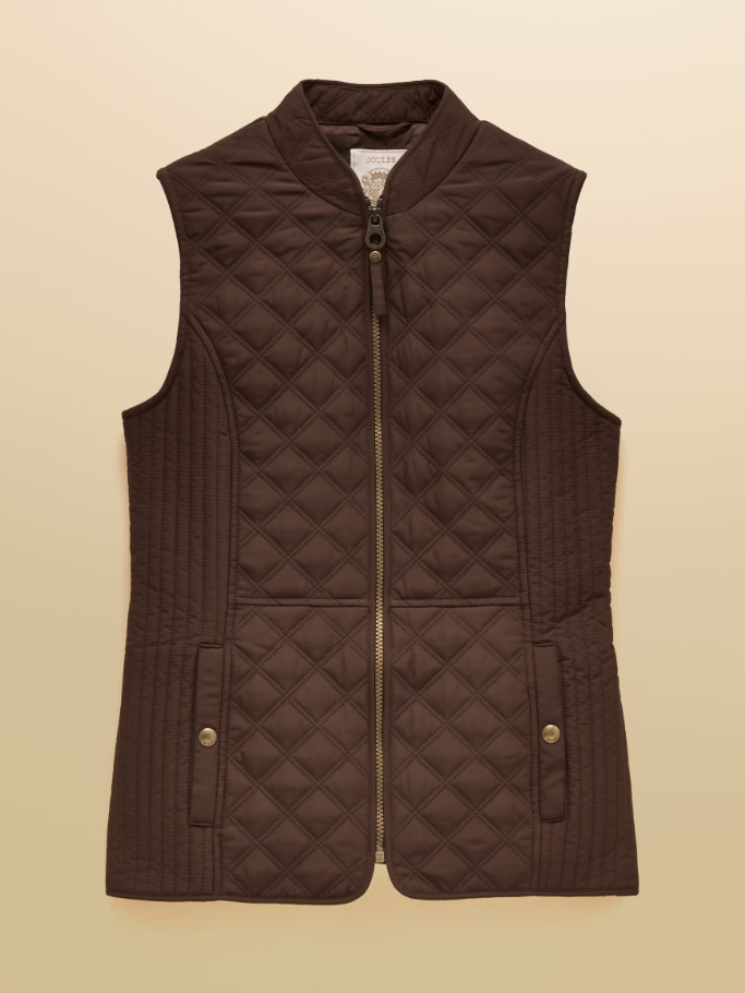 Joules Minx Showerproof Diamond Quilted Chocolate Brown