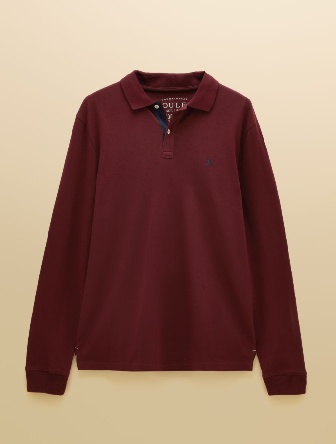 Joules Woody Long Sleeved Polo Shirt Port