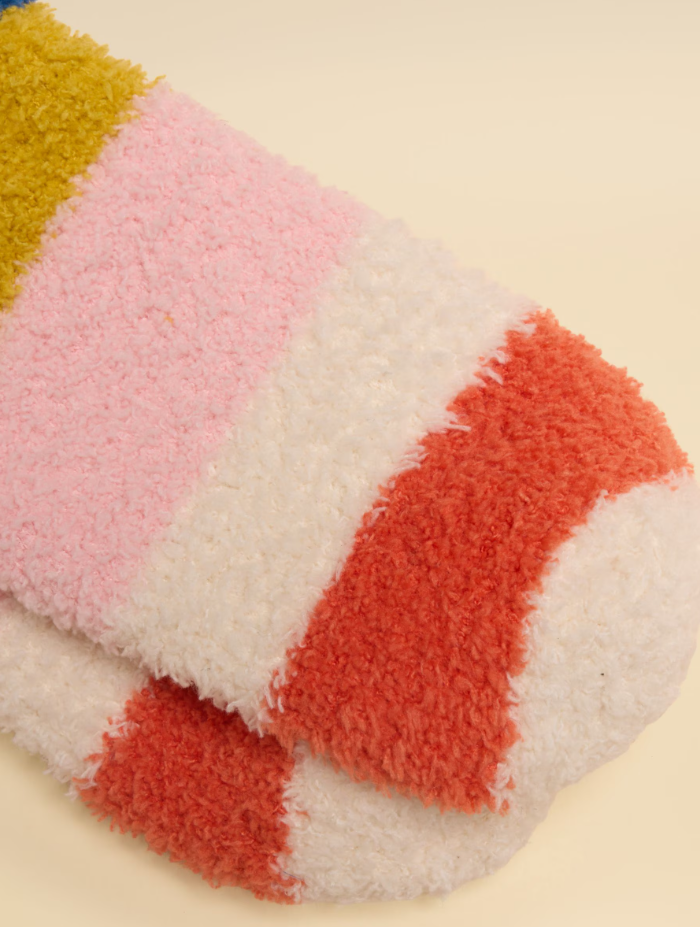 Joules Fluffy Cream Multi Stripe Socks