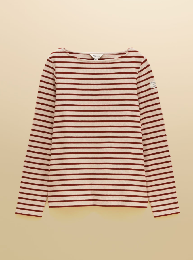 Joules Harbour Stripe Breton Top Oat Marl & Russet