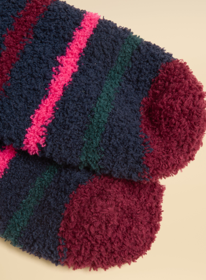Joules Fluffy Navy Multi Stripe Socks