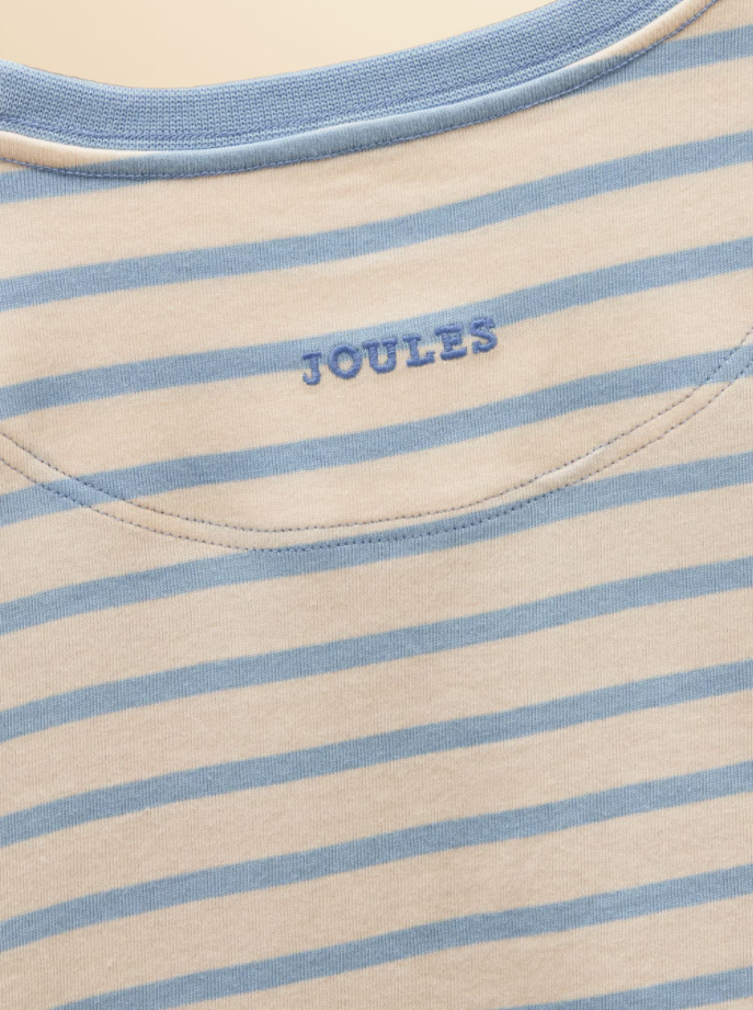 Joules Ava Horse Motif Applique Long Sleeve Top Blue Stripe
