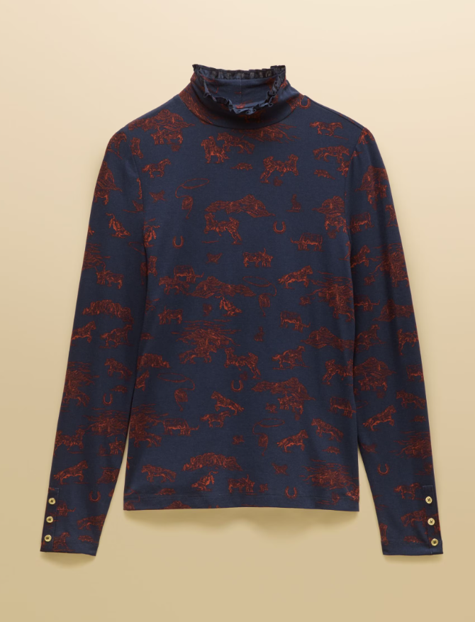 Joules Amy Western Jersey Top Navy