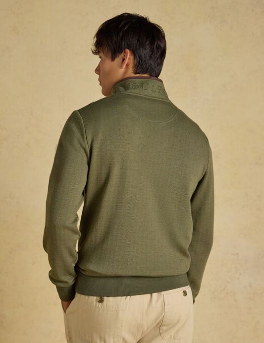 Joules Herringbone Quarter Zip Sweatshirt Green