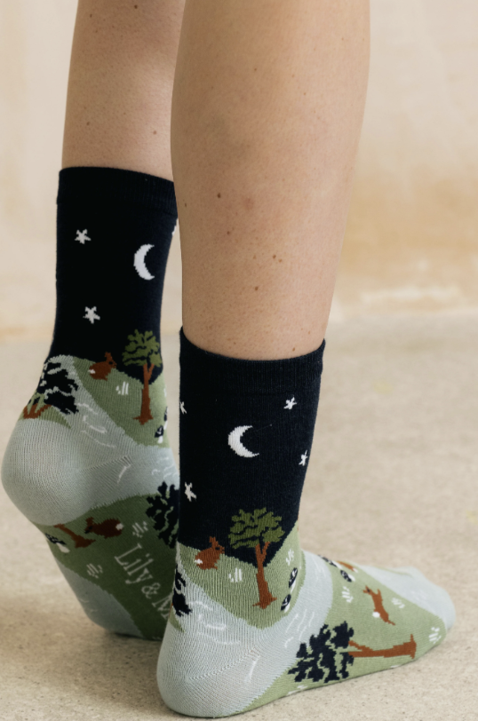 Lily & Me Moonlight Scene Bamboo Socks