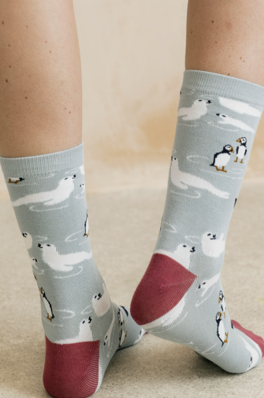 Lily & Me In The Bay Puffin Bamboo Socks